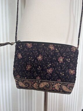 Vera Bradley Vintage Black Walnut Quilted Crossbody Bag Retired Pattern Vintage